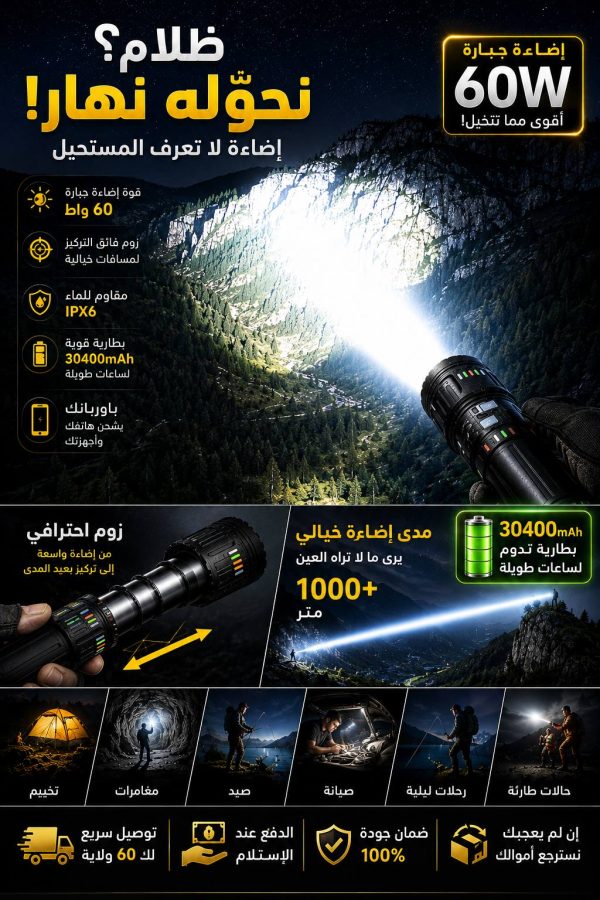 LOMINUM ALLOY STRONGLIGHT FLASH LIGHT ضوء LED